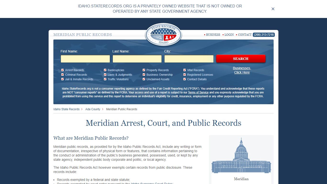 Meridian Arrest and Public Records | Idaho.StateRecords.org
