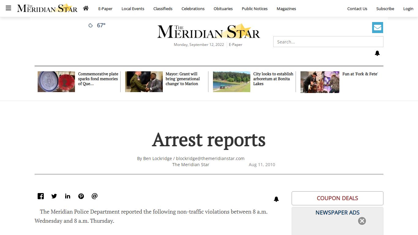 Arrest reports | Local News | meridianstar.com